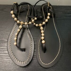 Tory Burch Emmy Pearl Leather Sandals